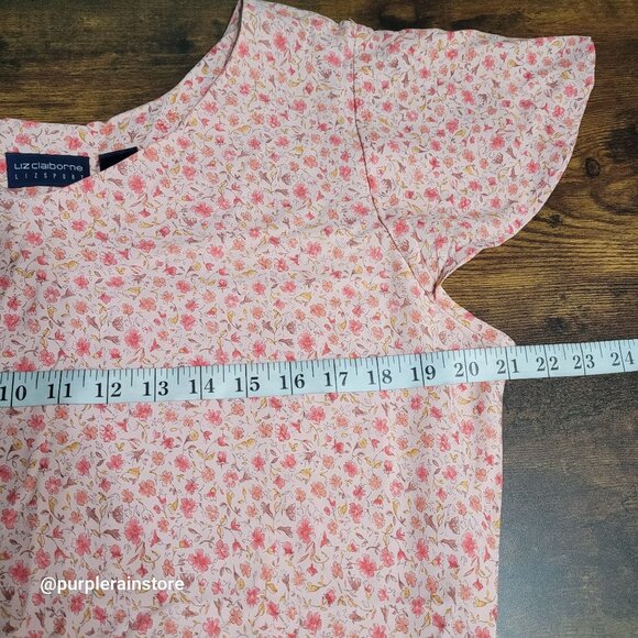 Vtg Liz Claiborne Sport Ditzy Floral Maxi Dress 16 Flutter Sleeve Ethereal - Picture 8 of 11